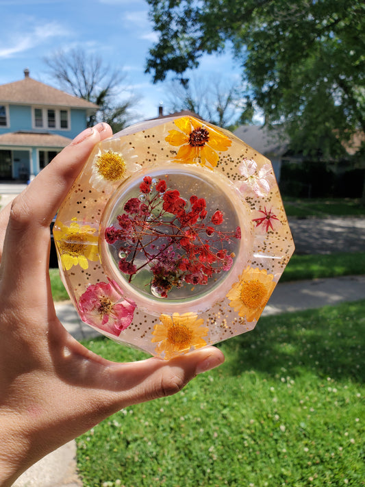 Real pressed flower jewelry dish / ashtray